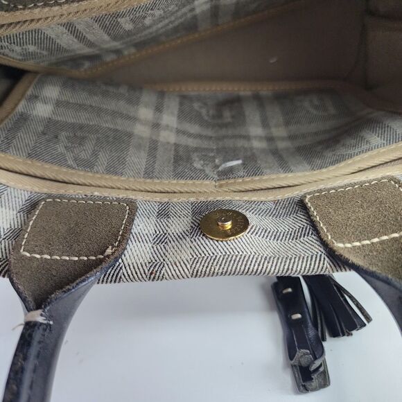 Dooney & Bourke Small Tote Bag & Wallet Set Plaid Canvas Leather Trim USA - Picture 9 of 16